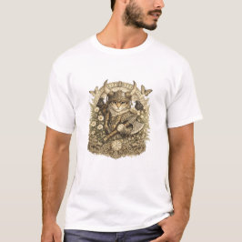 Camiseta Guerrero Felino Vikingo Floral - Cute Norse