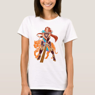 Camiseta Guerrero femenino con el tigre y la espada