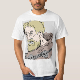 Camiseta Guerrero feroz con cadena de cráneo - Ar medieval 