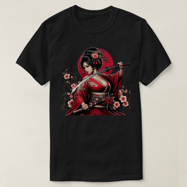 Camiseta Guerrero floral de Samurai japonés flor Sakura Che (Diseño del anverso)