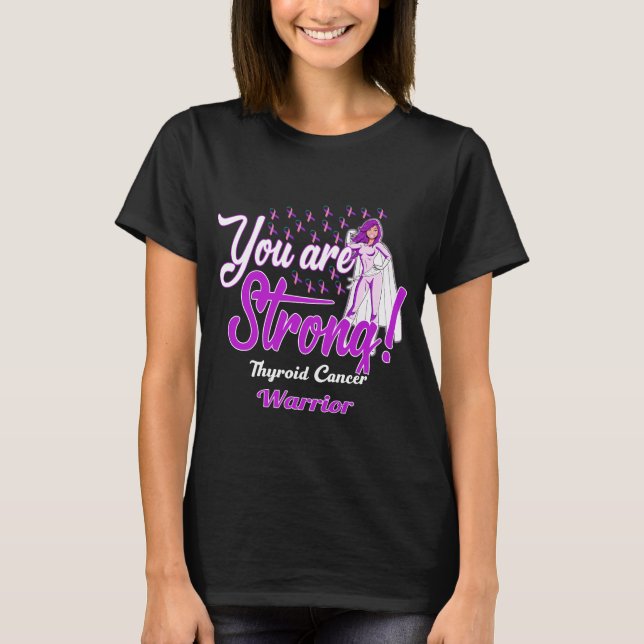 Camiseta guerrero fuerte del cáncer tiroideo (Anverso)