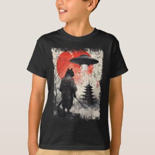 Camiseta Guerrero Gato Ninja Samurái Sumi-e Ovni Ukiyo-e Ci