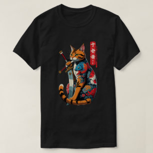 Camiseta Guerrero gato samurái – Estilo épico de tatuaje ja