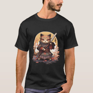 Camiseta Guerrero gato samurai, gato nipón, Kawaii