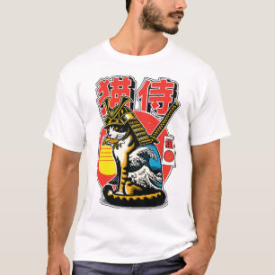 Camiseta Guerrero Gato Samurái – Tatuaje Audaz de Ola Japon