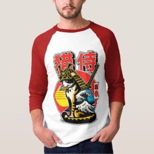 Camiseta Guerrero Gato Samurái – Tatuaje Audaz de Ola Japon