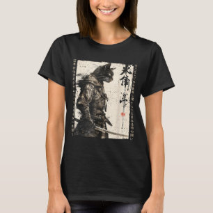 Camiseta Guerrero gato samurái Ukiyo Arte de tinta Gato sam