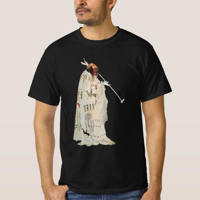 Camiseta Guerrero indio con retrato de tubería por Karl Bod (Anverso)