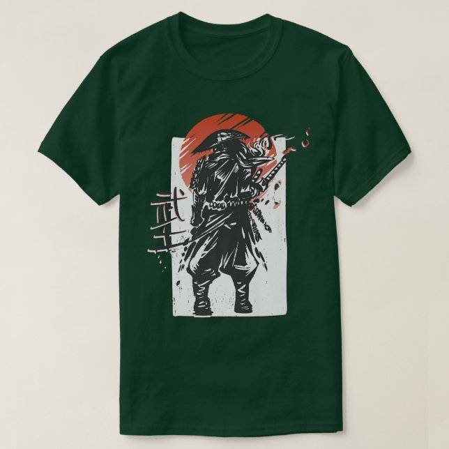 Camiseta Guerrero japonés estético Samurai  (Diseño del anverso)