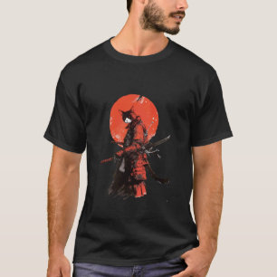 Camiseta Guerrero japonés llamativo gato samurái