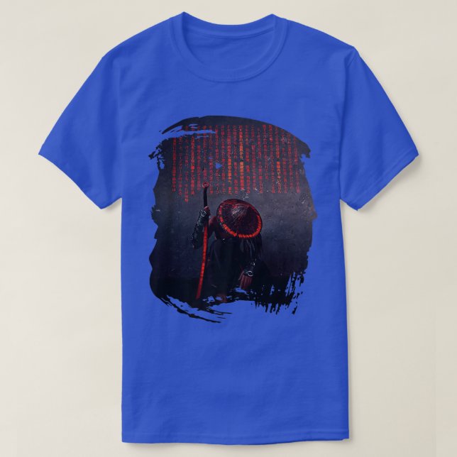 Camiseta Guerrero japonés samurai con escritura esculpida (Diseño del anverso)