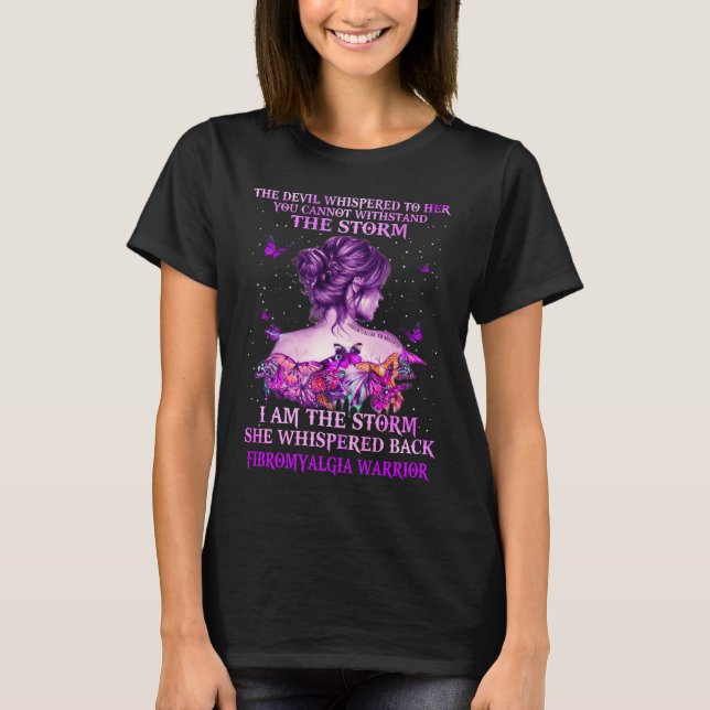 Camiseta guerrero mariposa fibromialgia soy la tormenta (Anverso)