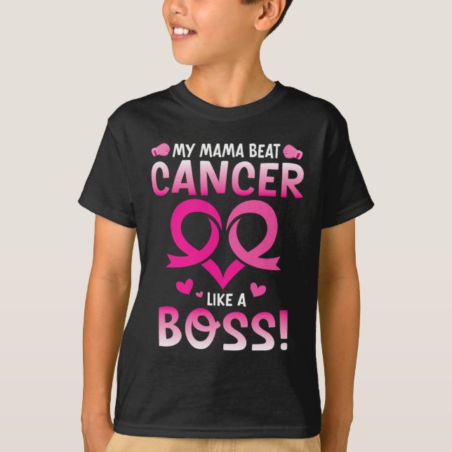 Camiseta Guerrero Mi Mamá Golpea El Cáncer De Mama Como Una (Anverso)