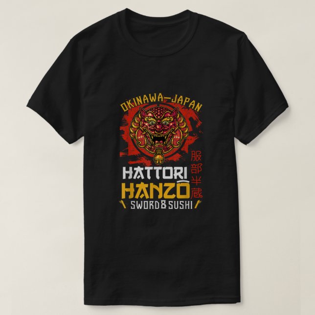 Camiseta Guerrero Okinawa Japón Hattori Hanzo espada (Diseño del anverso)