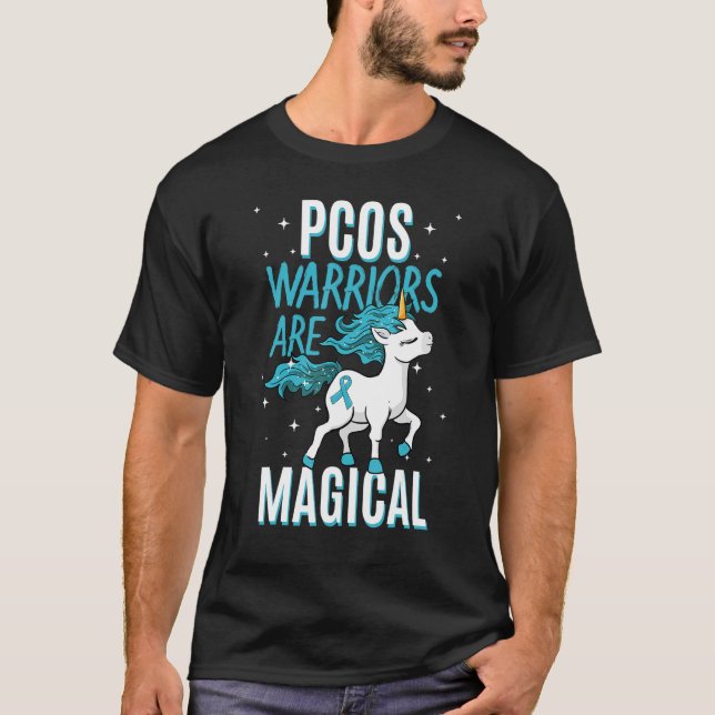 Camiseta Guerrero Pcos Magia Unicornio Verde azulado Ovario (Anverso)
