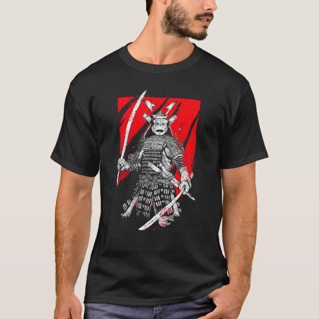 Camiseta Guerrero retro samurai espada Ninja japonés (Anverso)