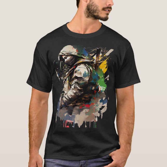 Camiseta Guerrero retro samurai espada Ninja japonés (Anverso)