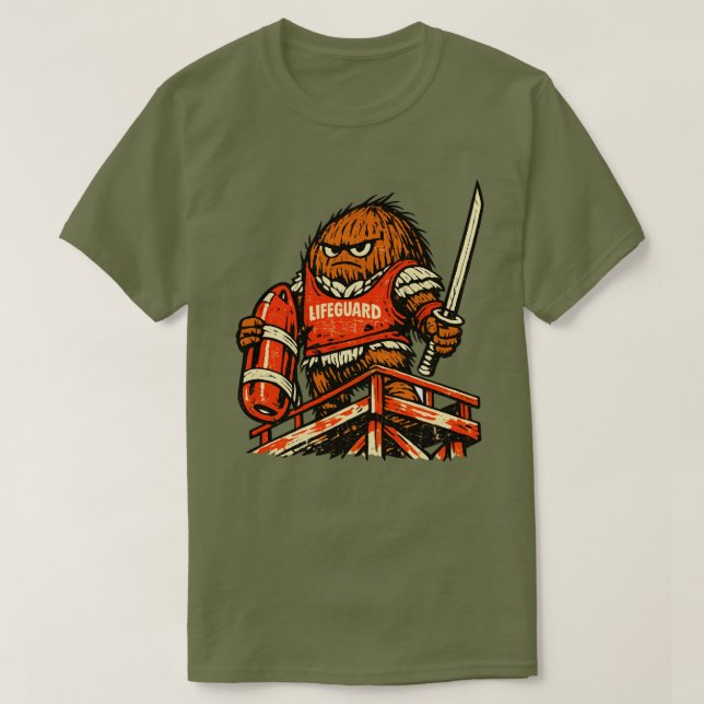 Camiseta Guerrero Salvavidas de Coco — Playa de Verano Vint (Diseño del anverso)