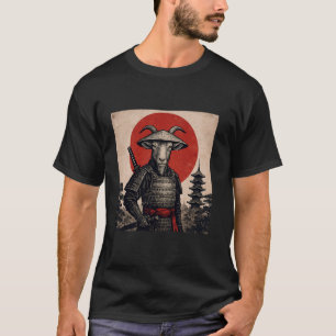 Camiseta Guerrero Samurái Cabra Animé Japonés Vintage Ukiyo