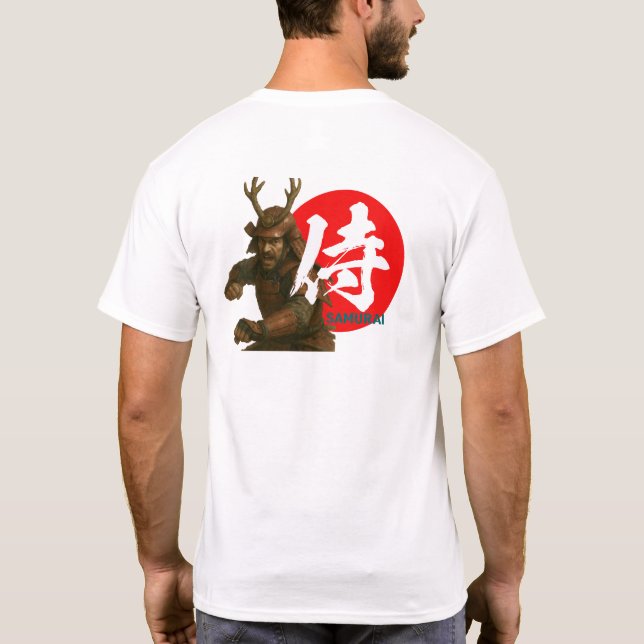 Camiseta Guerrero samurai con sol naciente y kanji (Reverso)