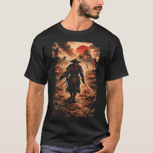 Camiseta Guerrero Samurái en el Campo de Batalla, Arte de A