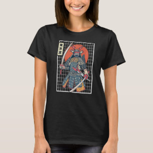 Camiseta Guerrero Samurai Japonés Cuadrícula de Sol Estétic