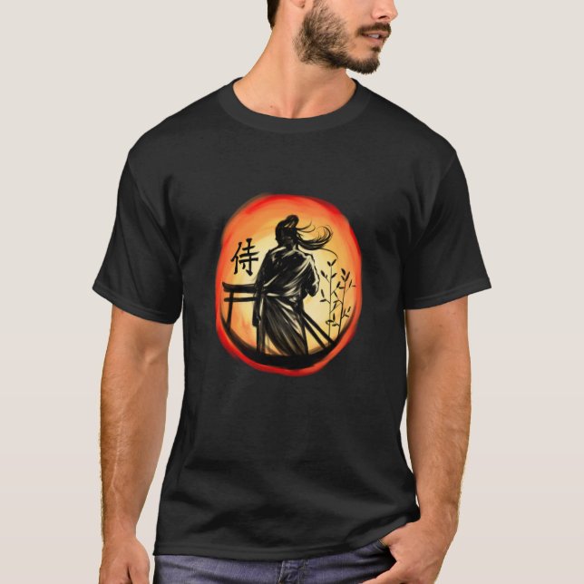 Camiseta Guerrero samurai japonés Lone Bushido Warrior (Anverso)