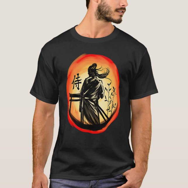 Camiseta Guerrero samurai japonés Lone Bushido Warrior (Anverso)
