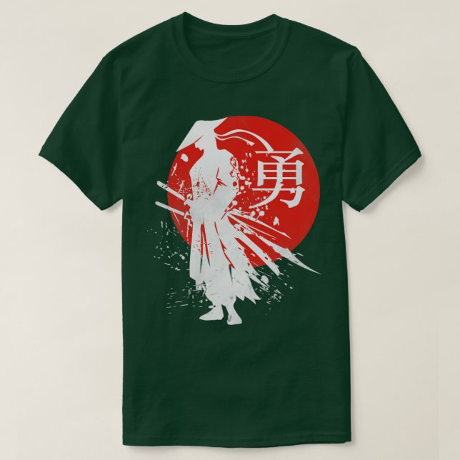 Camiseta Guerrero samurai japonés retro caligrafía de Japón (Diseño del anverso)
