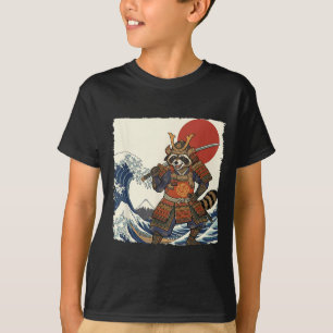 Camiseta Guerrero samurái mapache divertido japonés & arte