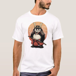 Camiseta Guerrero Samurái Panda - Atardecer Retro Vintage
