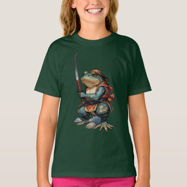 Camiseta Guerrero Samurái Rana con Katana (Anverso)