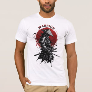 Camiseta Guerrero Samurái Sol Naciente Estilo de Tinta Japo