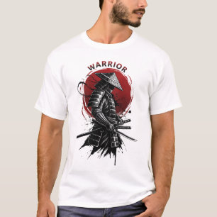 Camiseta Guerrero Samurái Sol Naciente Estilo de Tinta Japo