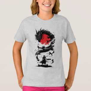 Camiseta Guerrero Samurái y Batalla de Dragones