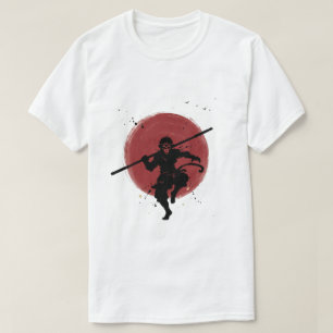 Camiseta Guerrero Sun Wukong Sombra Estilo Tinta Japonesa