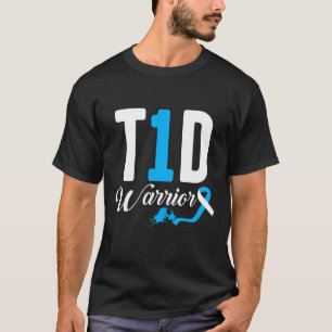 Camiseta Guerrero T1d Cinta Azul Diabetes Tipo Uno Diabétic