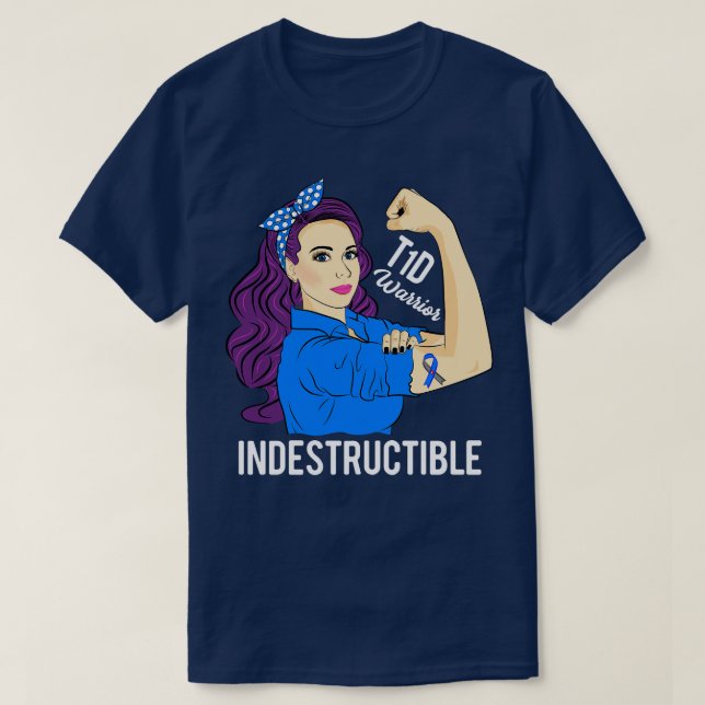 Camiseta Guerrero T1D Indestructible Tipo 1 Diabetes Awaren (Diseño del anverso)