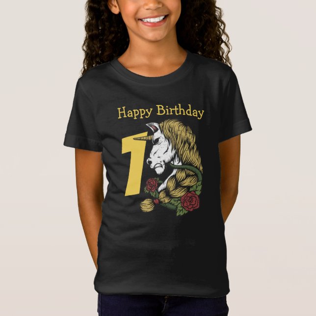 Camiseta Guerrero Unicornio 1 cumpleaños T-Shirt (Anverso)
