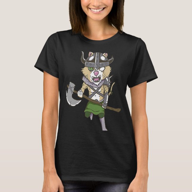 Camiseta Guerrero Valhalla Gato Vikingo (Anverso)