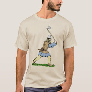 Camiseta Guerrero vikingo blandiendo un hacha ancha