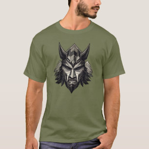 Camiseta Guerrero Vikingo Lobo - Diseño de Máscara Nórdica 
