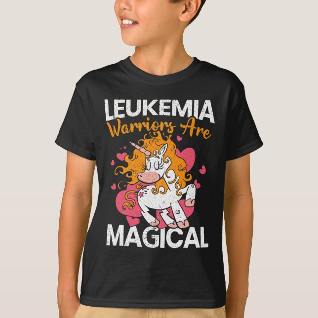Camiseta Guerreros de leucemia son leucemia magra unicornio (Anverso)