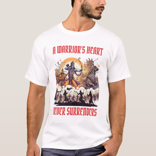 Camiseta Guerreros de Mahabharata Hombres Blancos (Anverso)