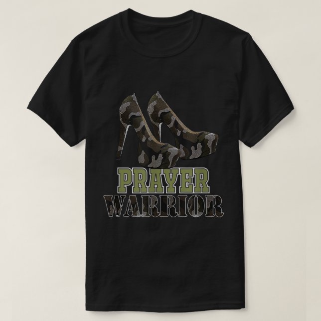 Camiseta Guerreros de oración de camo con tacón cristiano r (Diseño del anverso)