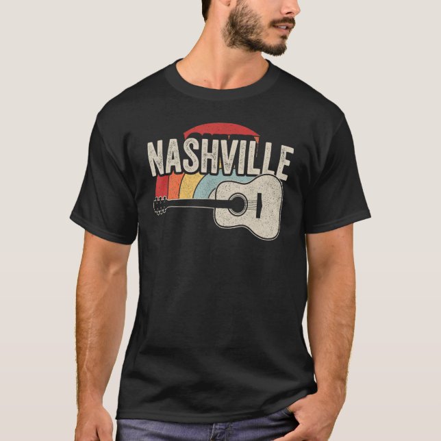 Camiseta Gui, músico de Nashville, un país único retro (Anverso)