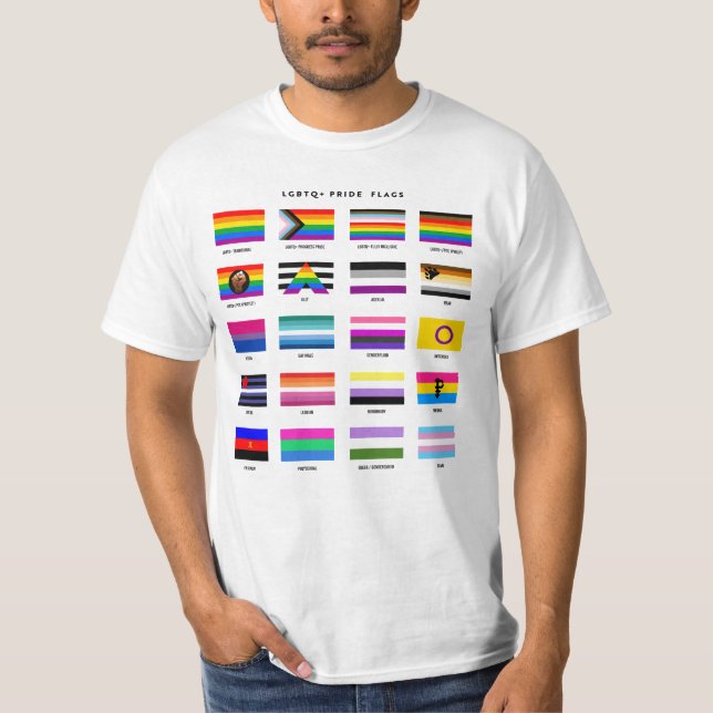 Camiseta Guía completa de la bandera del Orgullo LGBTQ+ (Anverso)
