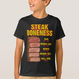 Camiseta Guía de tabla de carta de cocción de filete Chef P