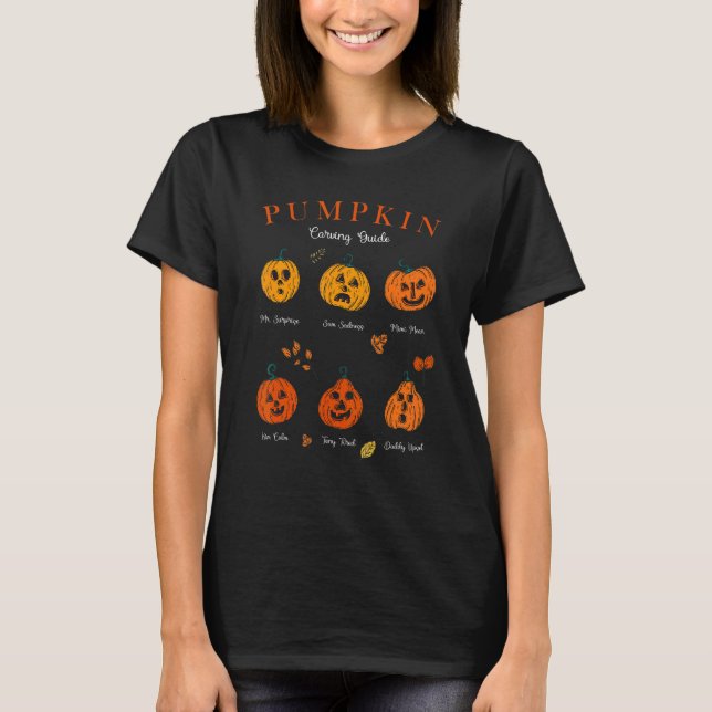 Camiseta Guía de tallado de calabaza Halloween Calabaza Vin (Anverso)