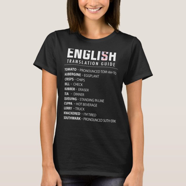 Camiseta Guía De Traducción De Jerga En Inglés Para Los Exp (Anverso)